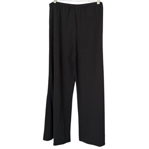 Tara Grinna Textured Wide Leg Pant Women's Large Black Elastic Waist Resort